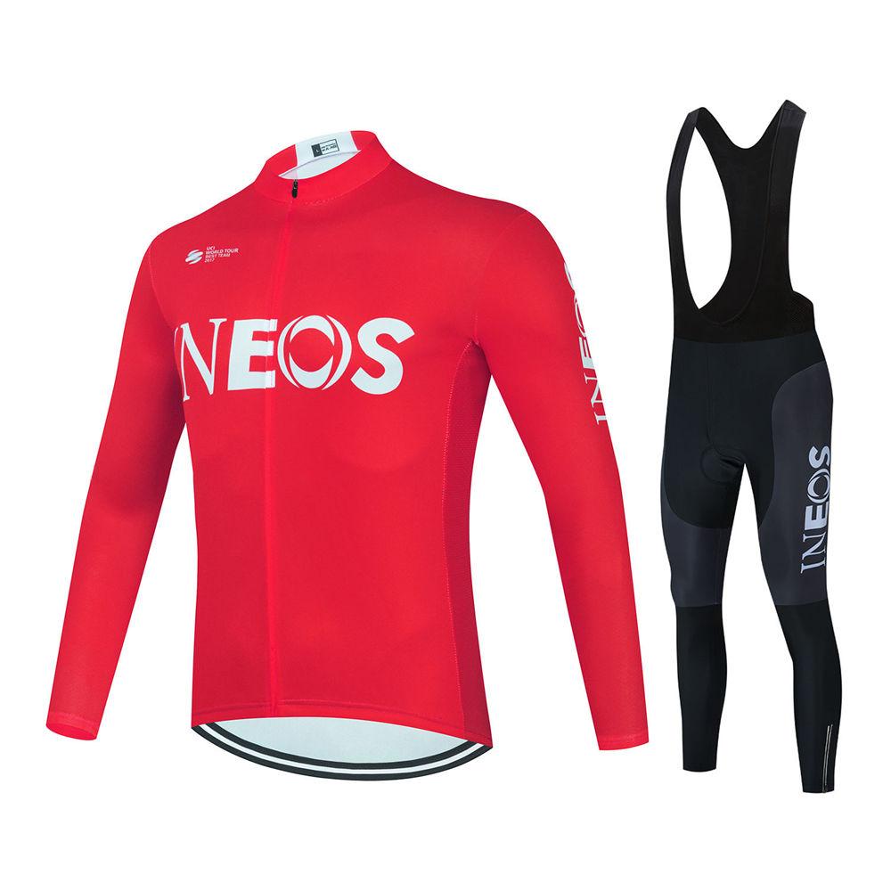 Ineos Team Long Sleeve Cycling Jersey Set for Men, MTB Bike Clothing, Bicycle Wear, 19D Gel Bib Pants 2026