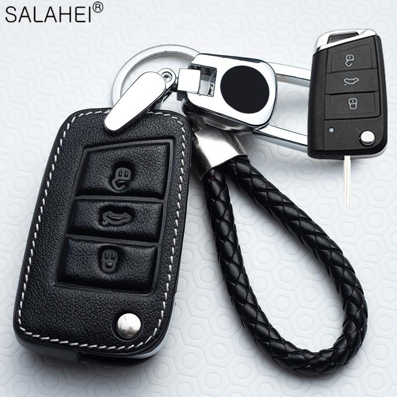 Car Key Case For VW Volkswagen Polo Golf 4 5 6 7 T5 Passat B6 B5 B8 Magotan For Skoda Octavia A5 A7 Kodiaq Seat Leon Ibiza Ateca