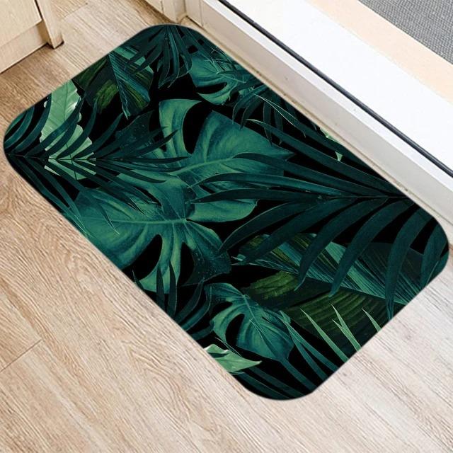 Tropical Plants Leaf Mat Kitchen Rugs Anti-slip Home Hallway Bedroom Entrance Carpets Washable Bathroom Porch Decorative Doormat