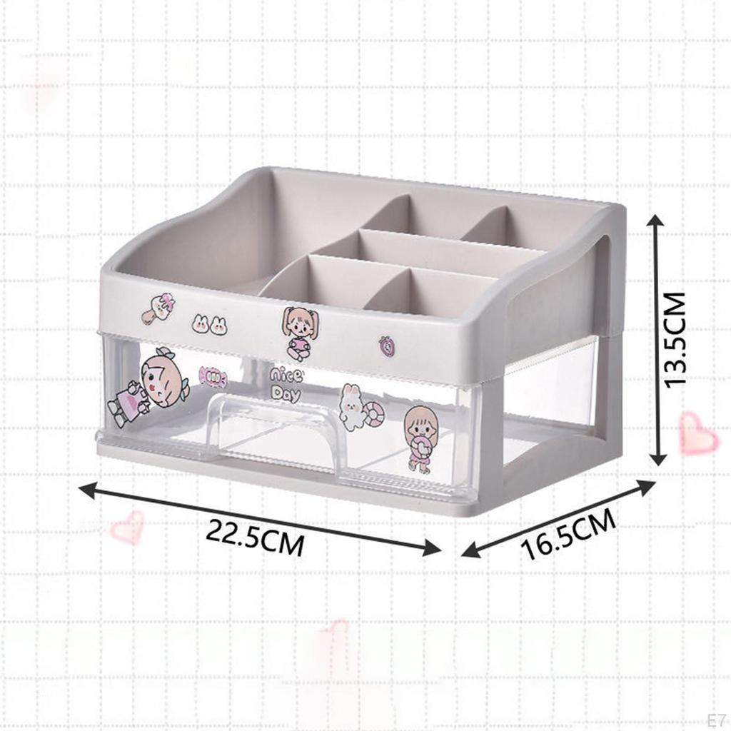 Makeup Desk Organizer with Drawers Display Case Brush Holder Rack Clear Sundries Storage Box for
