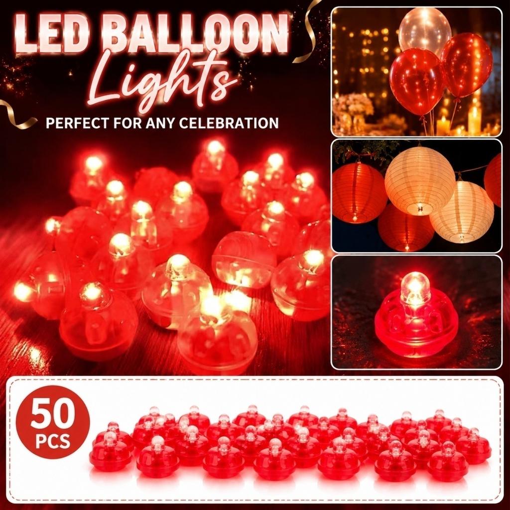 50 Stück Mehrfarbige LED-Lichter, Batteriebetrieben, Runde Lichter für Ballons, Party, Hochzeit, Feiertage, Weihnachten, Halloween-Dekorationen