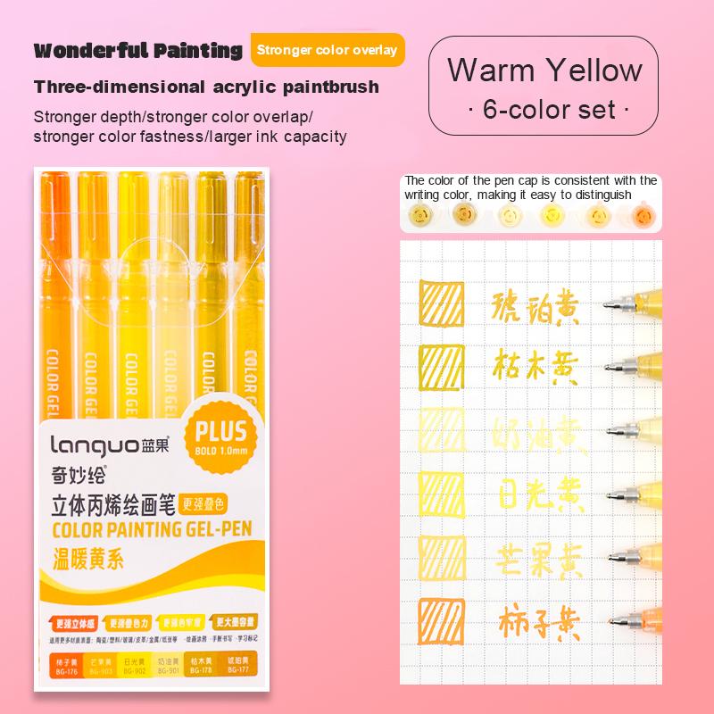 Languo Three-Dimensional Effect Acrylic Painting Gel Pens Set 1.0mm 3D Acrylic Paint Markers Pens Color Drawing Pen Art Supplies