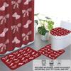 4pcs Valentine's Day Romantic Red Bow Printed Bathroom Set Waterproof Shower Curtain Floor Mat Toilet Mat U-Shaped Mat