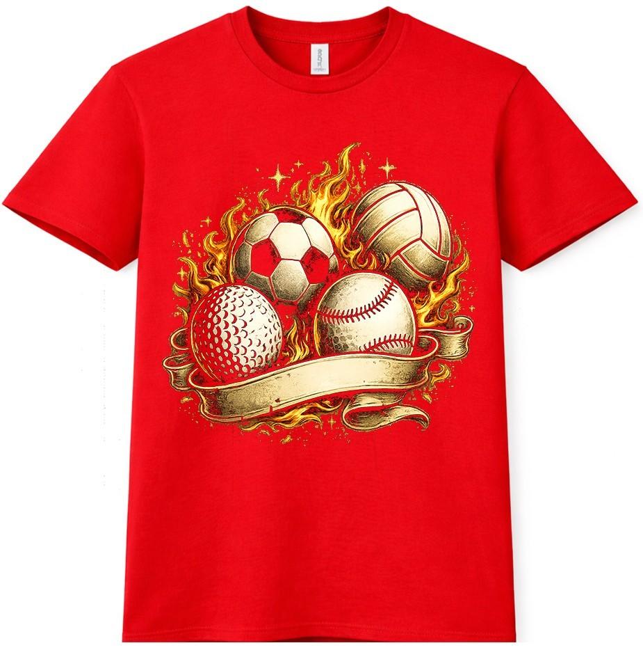 Sports Balls TShirt Soccer Volleyball Baseball Golf Athletic Graphic Fan Tee S