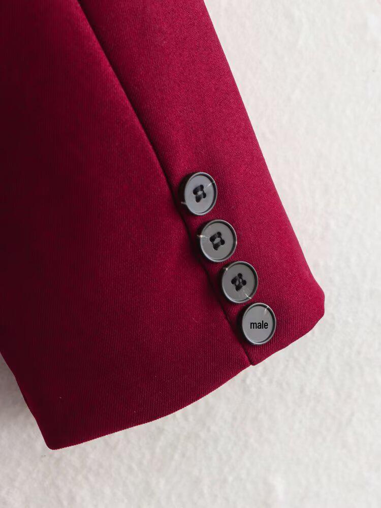 2025 Spring Women's European & American V-Neck Two-Button Slim Suit Jacket