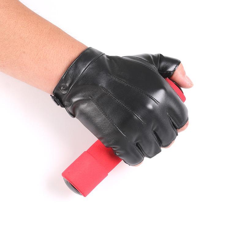 Drie-snarige lederen halfvingerhandschoenen voor heren en dames, veelkleurig, straatdans, dun, nachtclub, dames performance, danshandschoenen