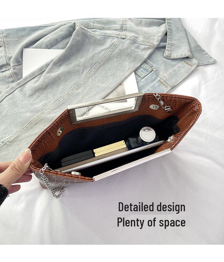 2025 Ladies Crocodile Pattern Crossbody Chain Evening Handbag: High-Quality European & American Fashion