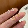 Golden Silver Color Bow Knot Hoops for Girls Small Ear Cuff Earrings Trendy Sweet Round Circle Cute Earrings Fashion Jewelry