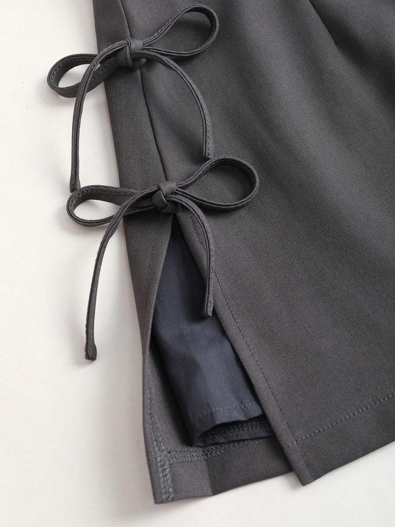 2026 Sexy Bow Tie Lace-Up A-Line Mini Skirt with Slit: Spring/Summer Essential