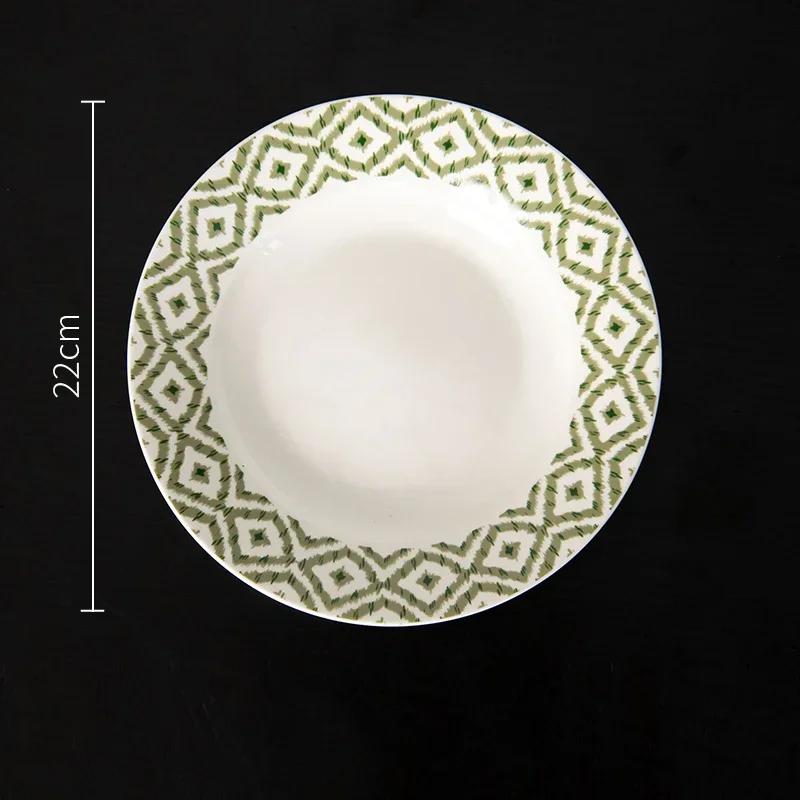 Modern Style Ceramic Plate Retro Restaurant Steak Pasta Dining Plates Delicious Dishes Large Soup Bowls Household Tableware