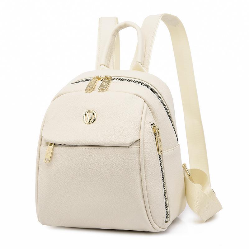 Solid-color Soft Leather Ladies' Fashionable Backpack, High-end Travel Mini Simple Trendy Ladies' Shoulder Bag