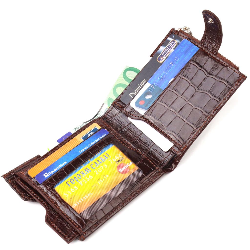 Horizontal Men's Wallet Made of Genuine Textured Leather CANPELLINI Purse 21503 Brown