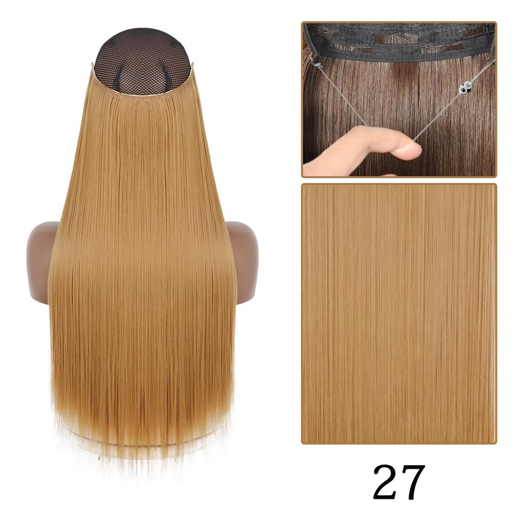 XINRAN Moda Damska Kolor Ombre Niewidoczny Długi Doczepiany Włos Syntetyczny Włókno Długie Falowane Ombre Cosplay Codzienne Noszenie Bez Klipsów Przedłużanie Włosów