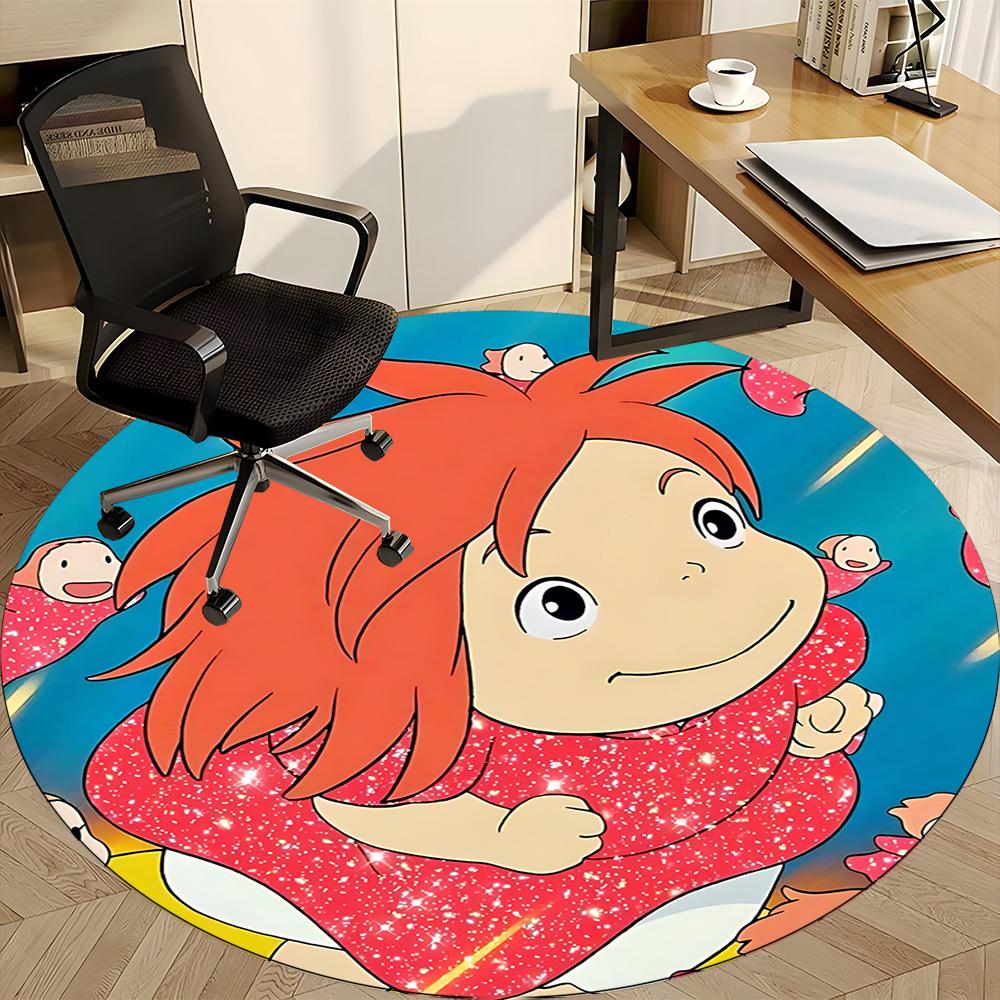 1pc Ponyo Office Round Area Rug, Under Office Chairs Bedroom Living Room Home Decor a1022165