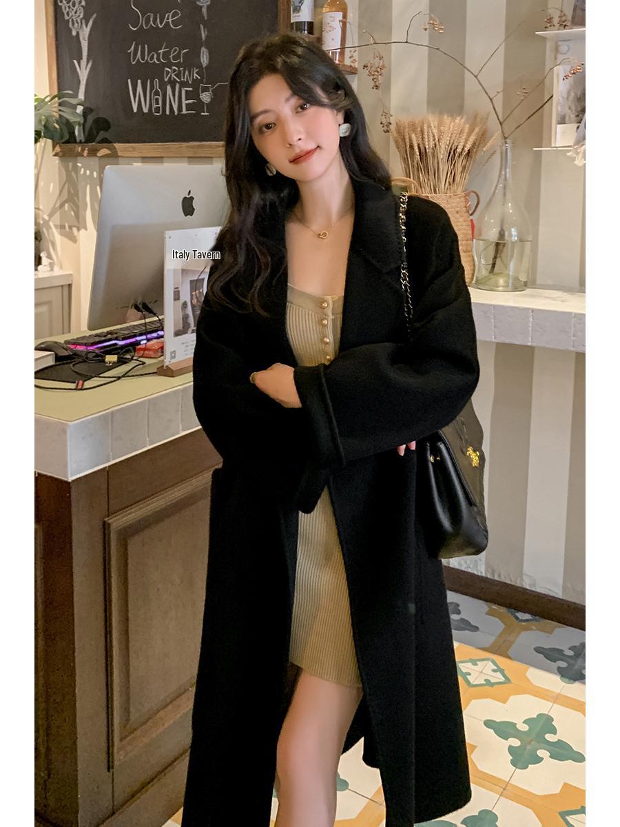 

Укороченное женское твидовое шерстяное зимнее пальто верблюжьего цвета в стиле Хепберн M [115-125 lbs]