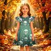 Kids Casual Halloween Printed Sleeve Dress for Party and Holiday