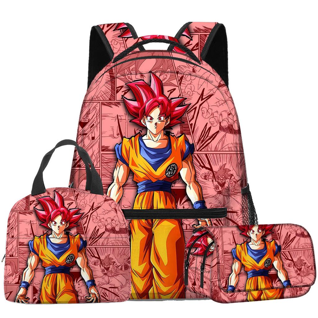 3D Animation Wukong Dragon Ball Super Student School Bag Backpack Lunch Bag Pencil Bag Three-Piece Set