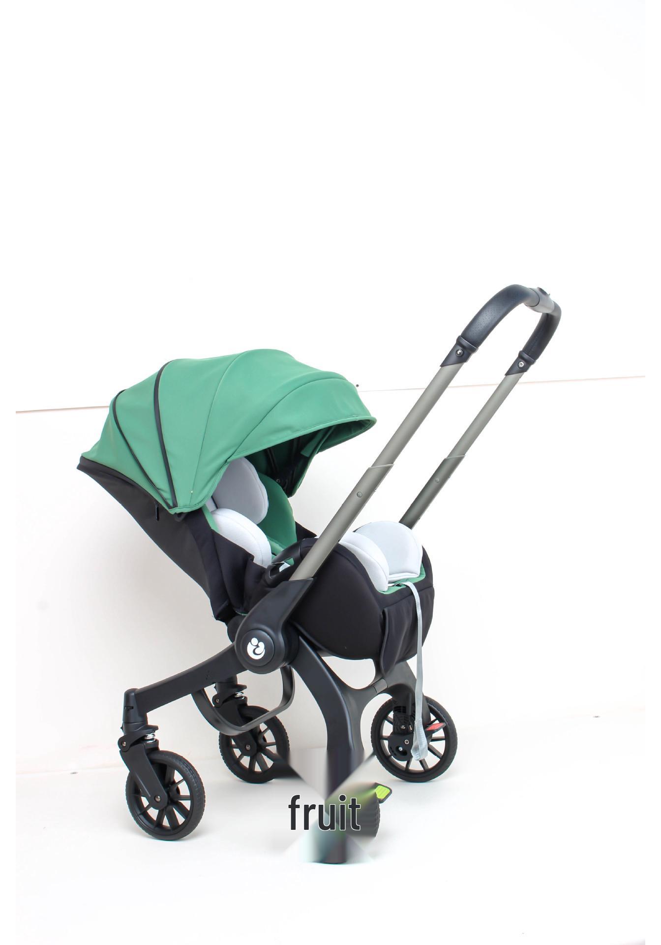 Multifunctional Lightweight Foldable Baby Stroller with Bassinet and Two-Way Car Seat Compatibility зелёный