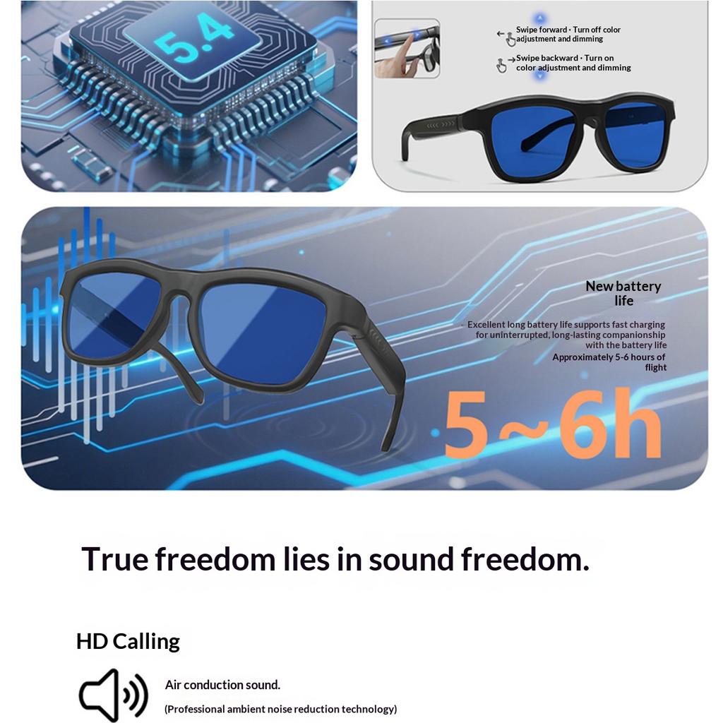 AI Smart Glasses HD Camera Sports Touch Call 3D Music Playback Real Time Translation Wireless Bluetooth Calling Smart Glasses with Translator Unisex