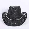 Popular sombrero de vaquero occidental hueco clásico europeo y americano, moda para hombre y mujer, sombrero de paja transpirable para vacaciones, protección solar