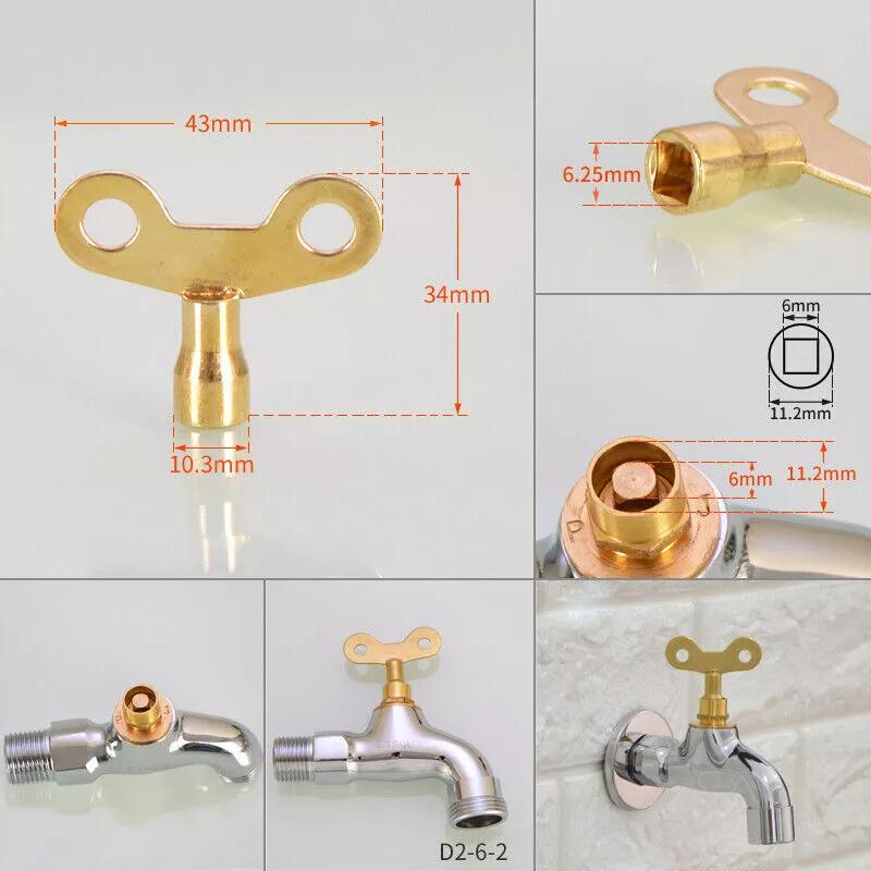 2Pcs/lot Metal Clock Type Plumbing Switch Keys For Faucet And Water Tap Key 6mm 7mm