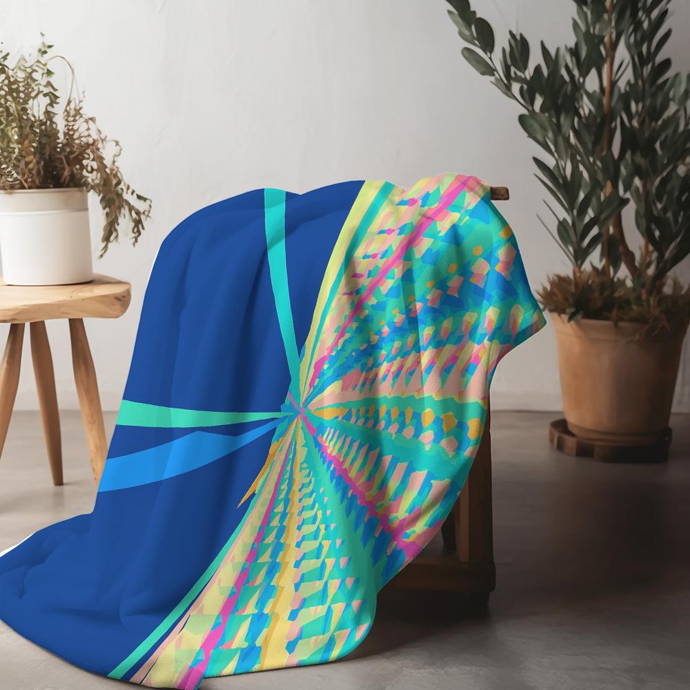 Colorful Tie Dye Geometric Print Fleece Throw Blanket Sofa Bed Blanket Gift for Women Teen Girls
