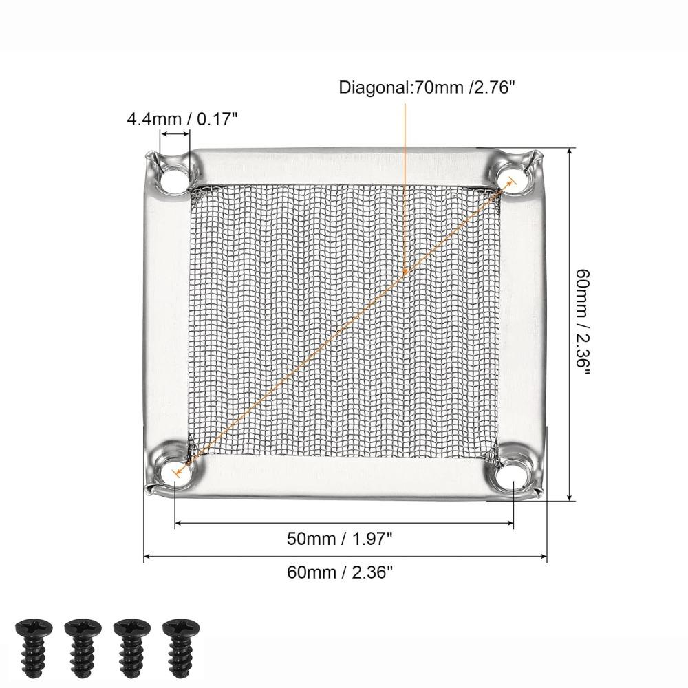 

with Screws Computer Fan Filter Grills Anti Rust Axial Flow Fan Mesh Cooling System Silver For 60mm fan