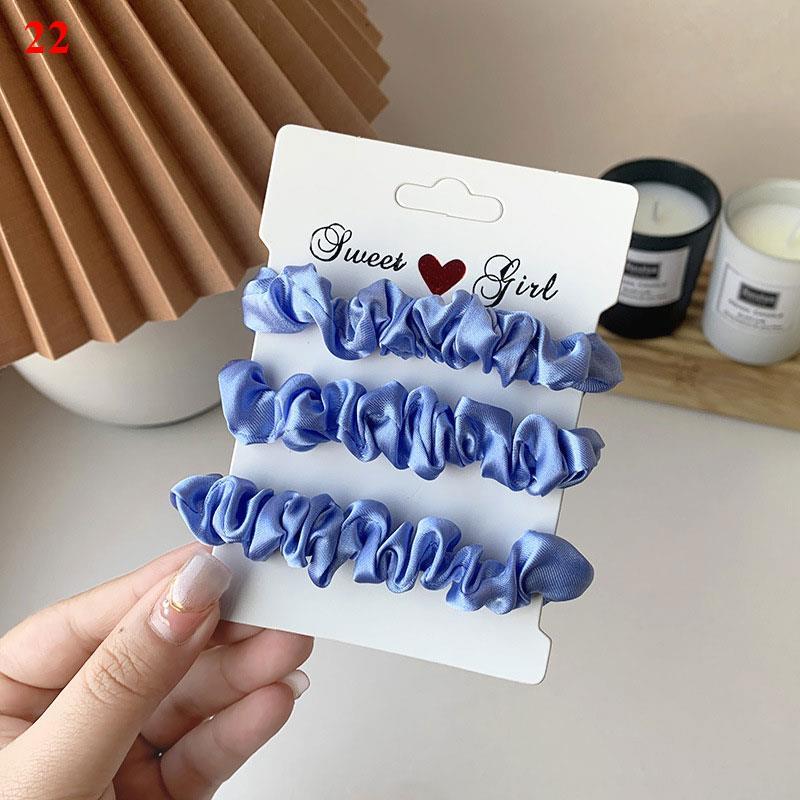 Fashion 3PCS/Set Satin Silky Scrunchies Hair Rope Luxury Solid Color Elastic Hair Bands Women Hair Accessories Headwear