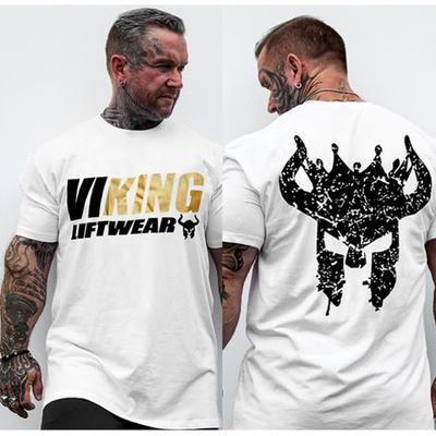 Viking Helmet Print T Shirt for Men Outdoor Fitness Tracksuits Summer Quick Dry Material Breathable Tee Casual O-neck Loose Tops