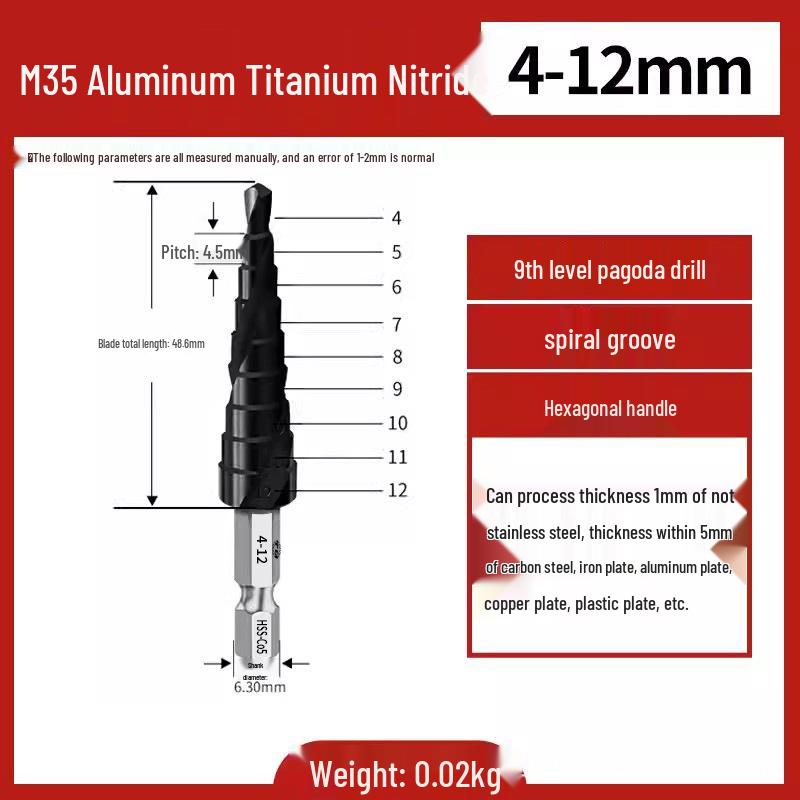 Tiangong Pagoda High-Hardness Universal Step Drill Bit Set for Stainless Steel