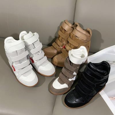 8Cm Invisible Inner Height Increase High-Top White Shoes Women'S Velcro Casual Sports Shoes