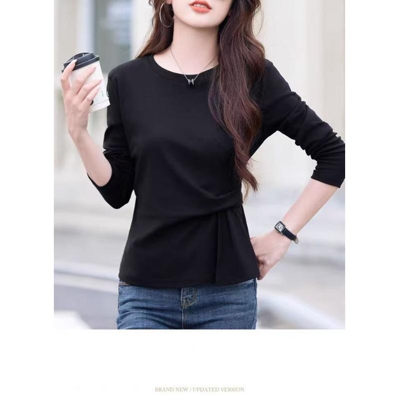 Women S Oversize Long Sleeve Round Neck T Shirt Slim Fit Autumn Top