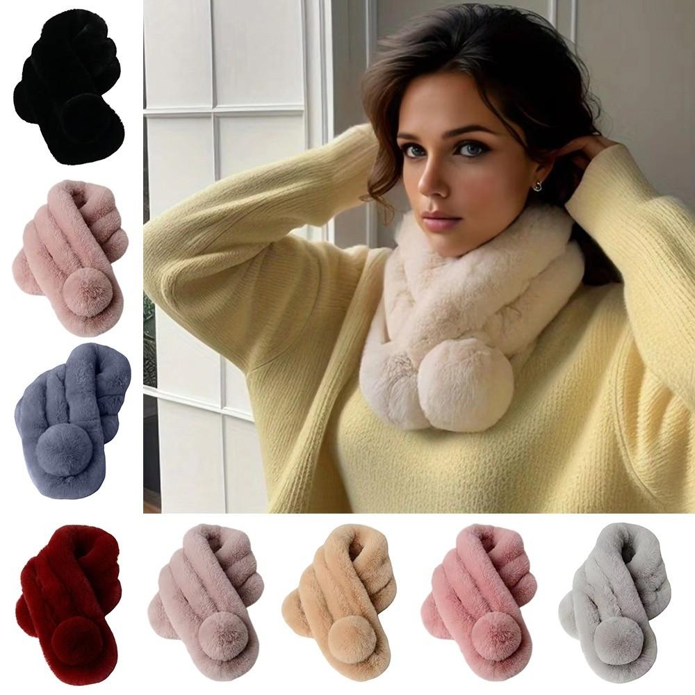 Faux Rabbit Fur Plush Neck Scarf Solid Color Neckerchief Wrap New Neck Warmer  Winter