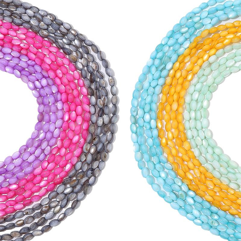 80Pcs Natural Shell Colored Rice Beads For DIY Necklace Bracelet Earrings Jewelry Making
