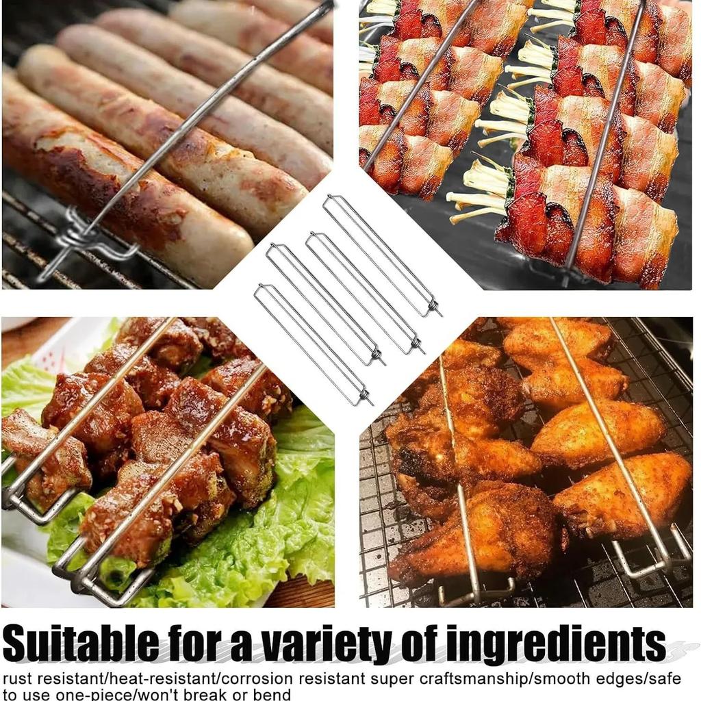 2/4Pcs Clamping Wing Rails for Grilling Chicken Wings, Flat Chicken Wing Fork, BBQ Grilling Tools Set