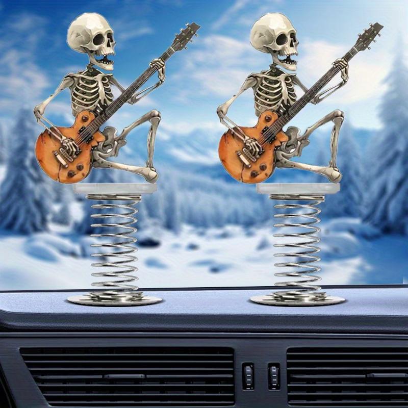 

Украшение для автомобиля в виде гитары с черепом в рок-стиле, креативное украшение с пружинным качанием, креативный аксессуар для приборной панели для интерьера автомобиля 2pcs