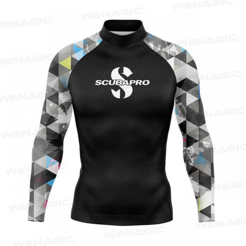 Mens Long Sleeve Surfing Top Quick Dry Tight Fit Swimming Sports