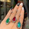 Cross Border S925 Silver Needle Paraibal Emerald Red Corundum Earrings Fashion