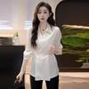 New 2025 Slimming French Silk Satin Top: Influencer Style, Plus Size, Spring Collection