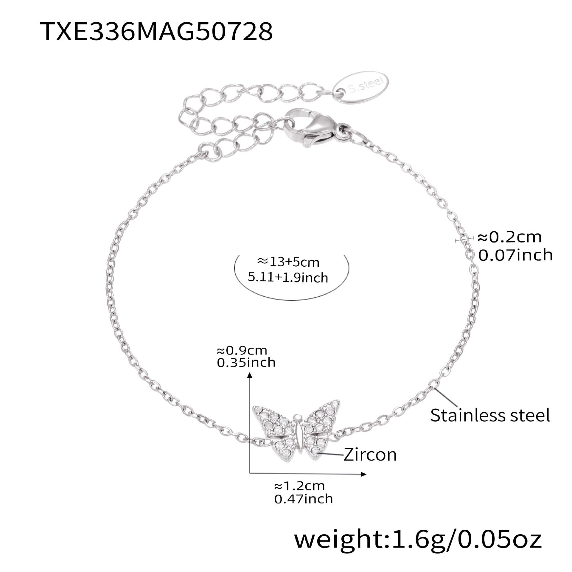

Oumaka Ожерелье на ключицу и браслет с цирконом-бабочкой - Качество 5A, Нержавеющая сталь, Индивидуальный дизайн