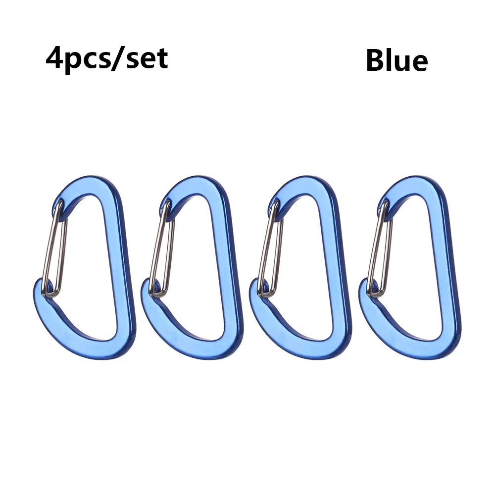 4pcs Aluminum Alloy D-Ring Keychain Carabiner Lock Buckle Hook Climbing Snap Clip High quality Fishing Tool