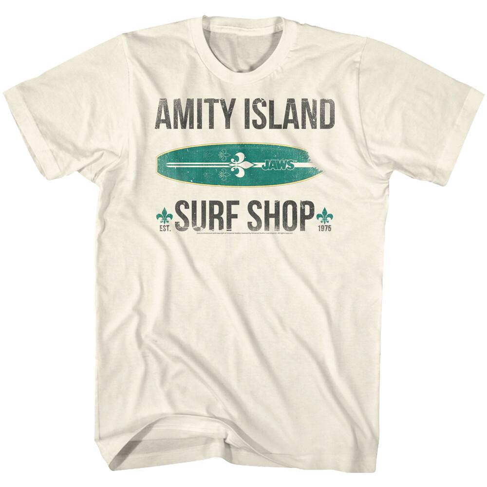 Jaws 70 Thriller Movie Amity Island Surf Shop 1975 Bitten Board Men T Shirt XXXXL