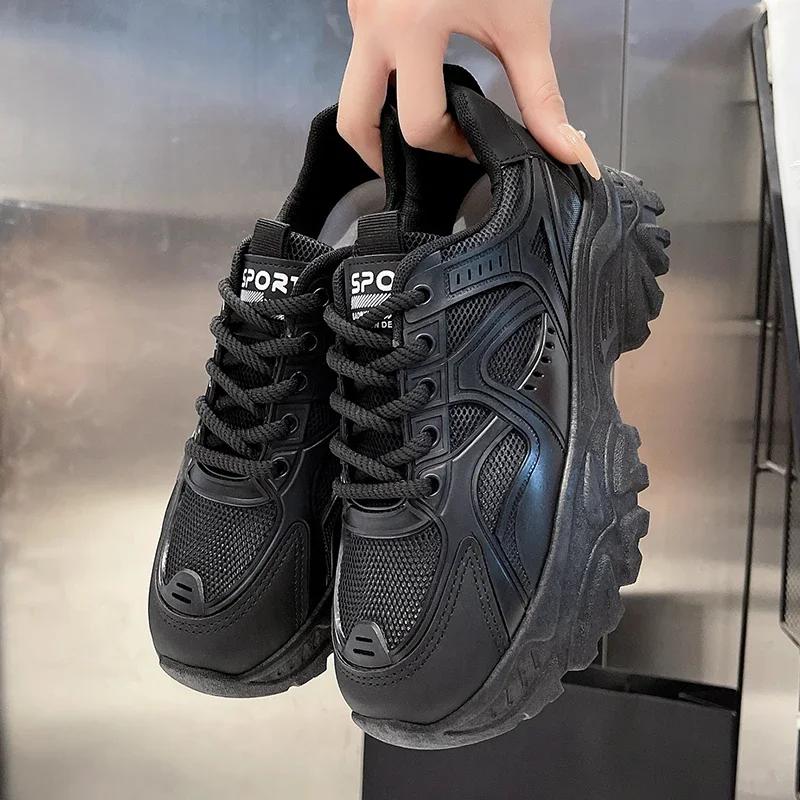 New Spring Fashionable Thick-soled Student White Shoes Comfortable/Wear-resistant Round-toe Breathable Sports and Casual Shoes
