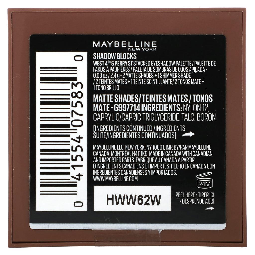 Maybelline Schattenblöcke, 20 W 4th & Perry St, 2,4 g(0,08 Unzen)