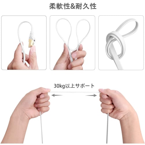 Cablu BUSOHE Cat-8 LAN 3 metri Set de 2 Cablu plat 40Gbps 2000MHz cu conector RJ45 Gigabit de mare viteză??Cablu Ethernet placat cu aur anti-rupere C