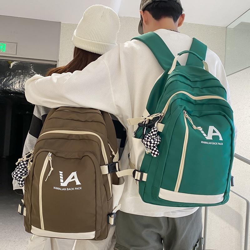 Simple student schoolbag Female high school student Junior high school student backpack Large capacity couple backpack