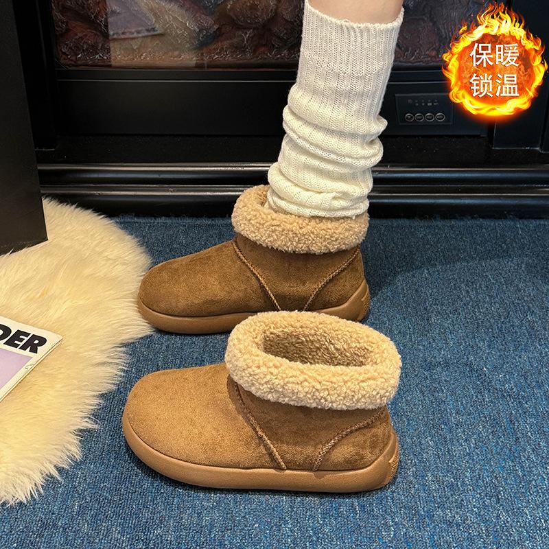 Winter thick-soled non-slip cute caramel snow boots 22 new student height increase casual outer cotton shoes