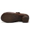 2024 Spring Summer New Genuine Leather Pumps Retro Hollow Round Toe Soft Sole Women's High Heels Shoes