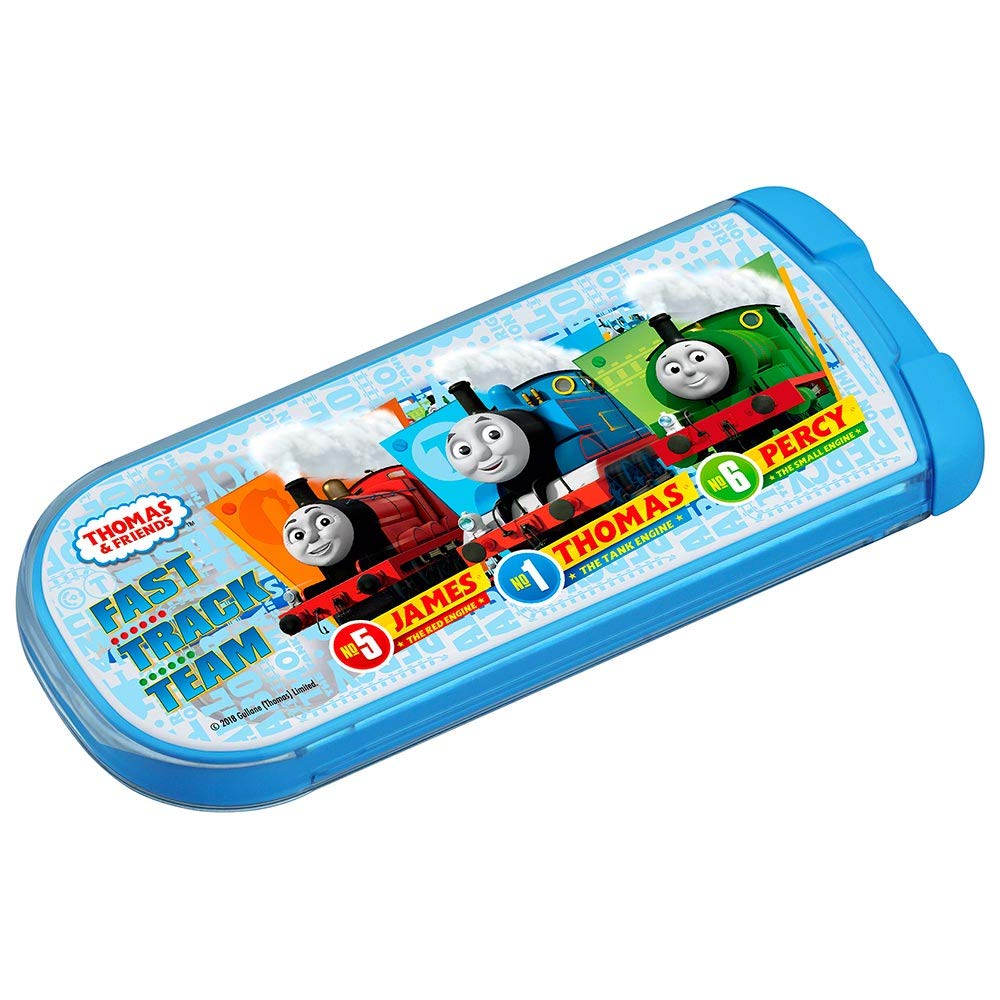 

OSK Thomas the Tank Engine Trio Cutlery Set (CT-20) - Includes Chopsticks, Spoon, and Fork - Made in Japan, Dishwasher Safe, Sliding Lid, Stylish