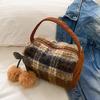 Tasche Damen Arbeit kleine Tasche süße flauschige Puffer-Tasche Hahnentritt-Karomuster Handtasche Handtasche für unterwegs Kosmetiktasche